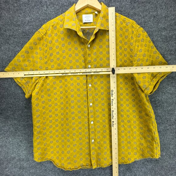 Baird McNutt Murano Shirt Mens Extra Large Linen‎ Blend Button Up Mustard Yellow - Picture 11 of 14